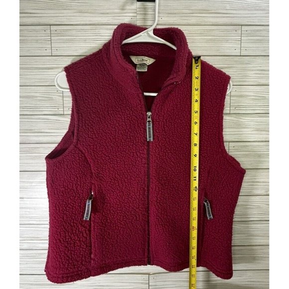 L.L Bean Womens Fleece Sleeveless Vest Regular Size XS Full Zip Maroon Red/Pink - Picture 10 of 11